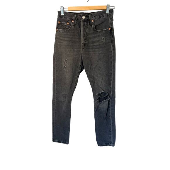 Levi’s 501 Women's Skinny Distressed Black Jeans from Urban Outfitters sz. 25 - Picture 1 of 11